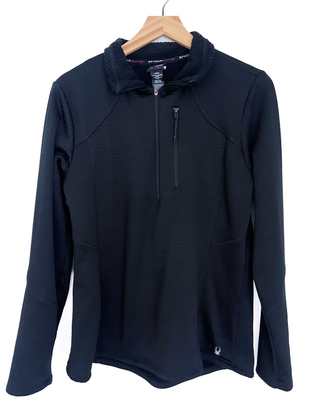 Spyder Active Women’s Grid Fleece Half-Zip Pullover Large Black